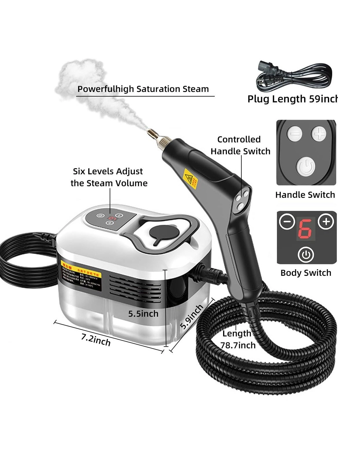 High-Pressure Steam Cleaner - 37.2OZ Large Tank