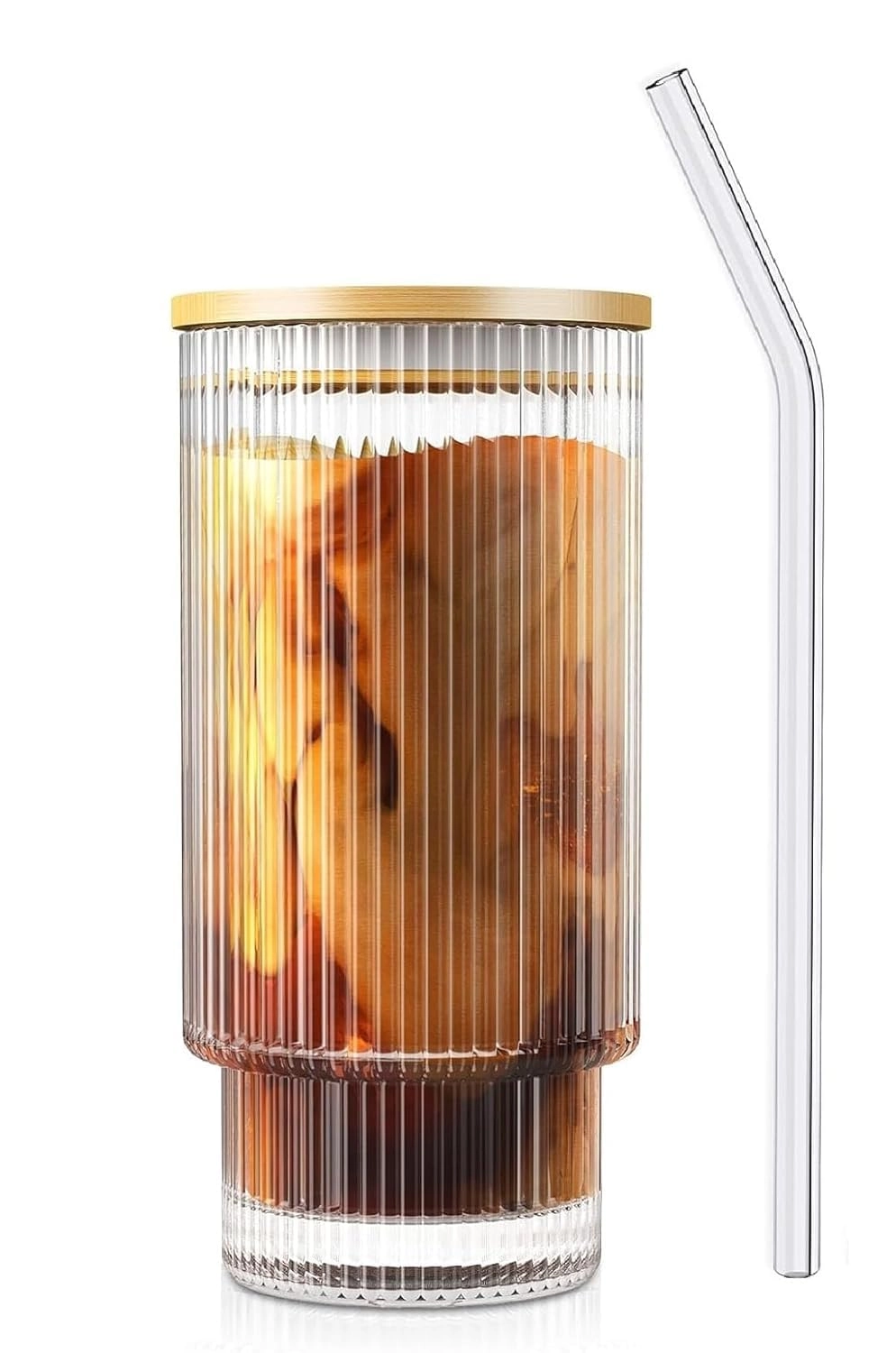 Can Shaped Glass Tumbler - 1 pcs Wooden Lid 540 ml