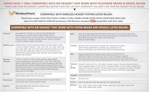 RJ9 Plug to USB Headset Adapter - for Plantronics Jabra Sennheiser Wireless DECT Headsets