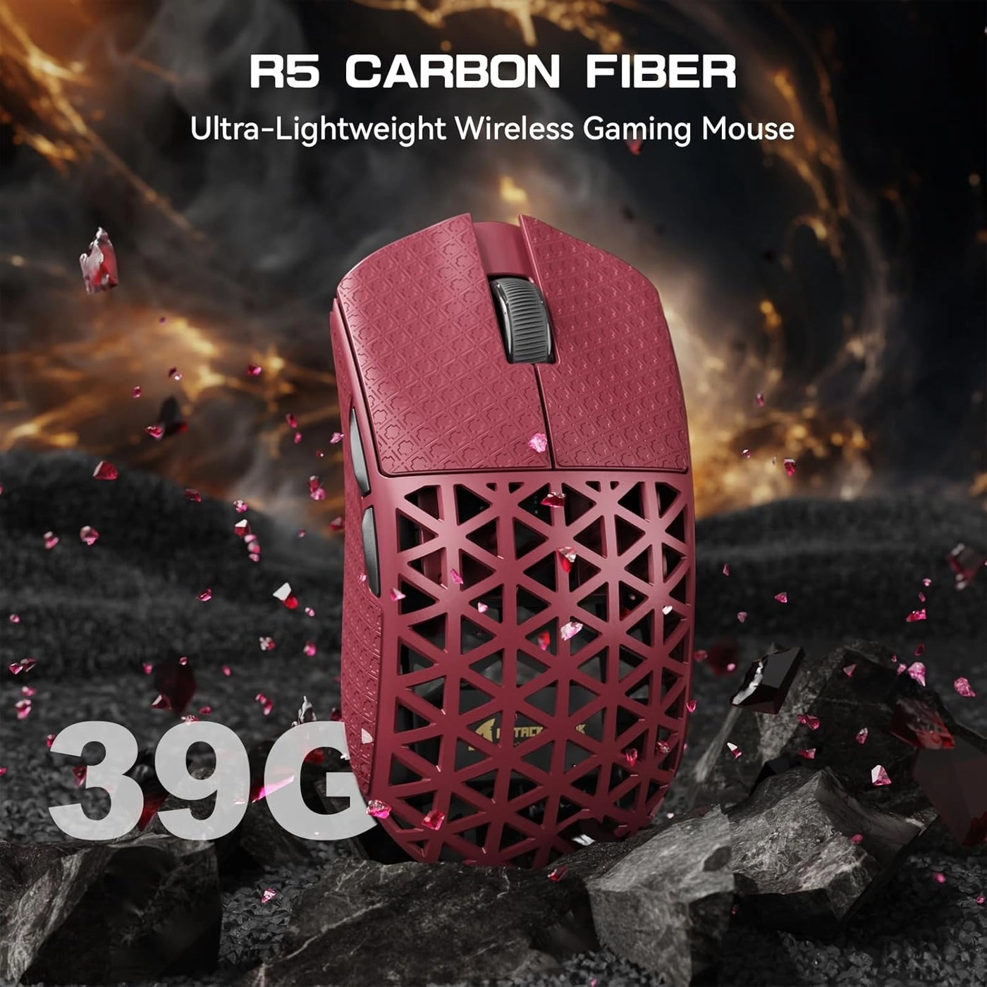 R5Ultra 8K Carbon Fiber Gaming Mouse - 2.4G Wireless Bluetooth USB