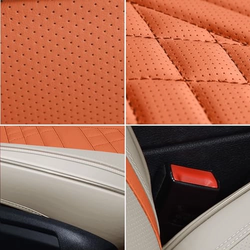 Car Seat Covers - Front Seats Only 2 Pack White And Orange