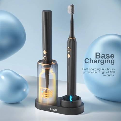 Electric Toothbrush Set - UV Light Drying Holder 8 Brush Heads USB Rechargeable