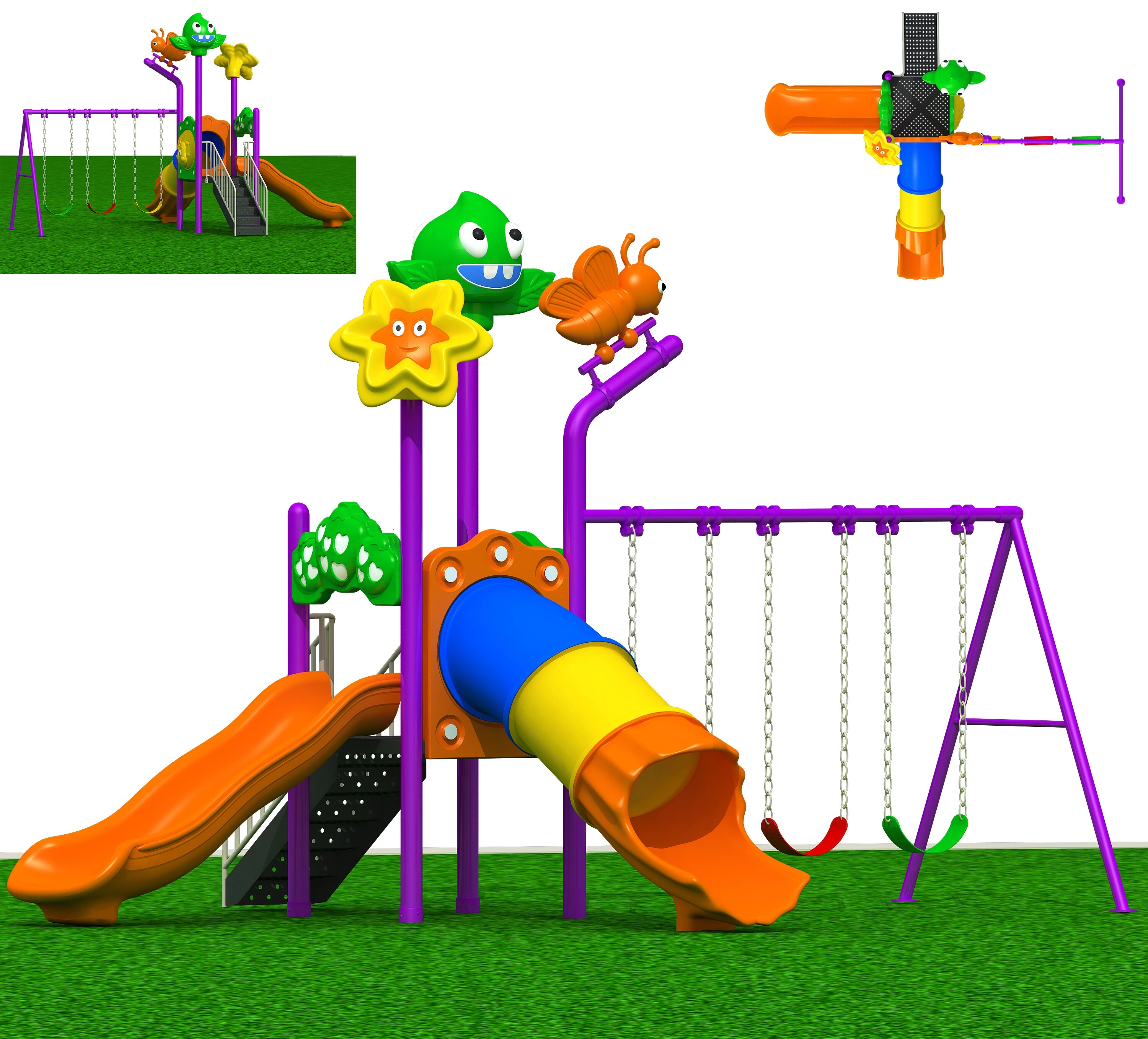 Multi Purpose Kids Outdoor Playing Equipments - 770x320x280cm 2+ Years