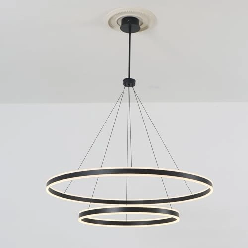 2 Lights Rings Chandelier - Adjustable Color Temperature Dimmable