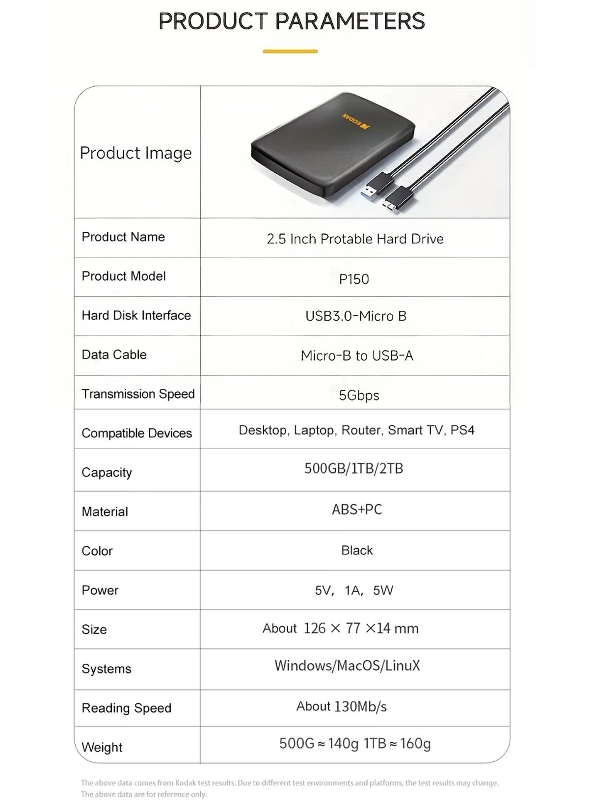 P150 - 500GB 2.5inch HDD