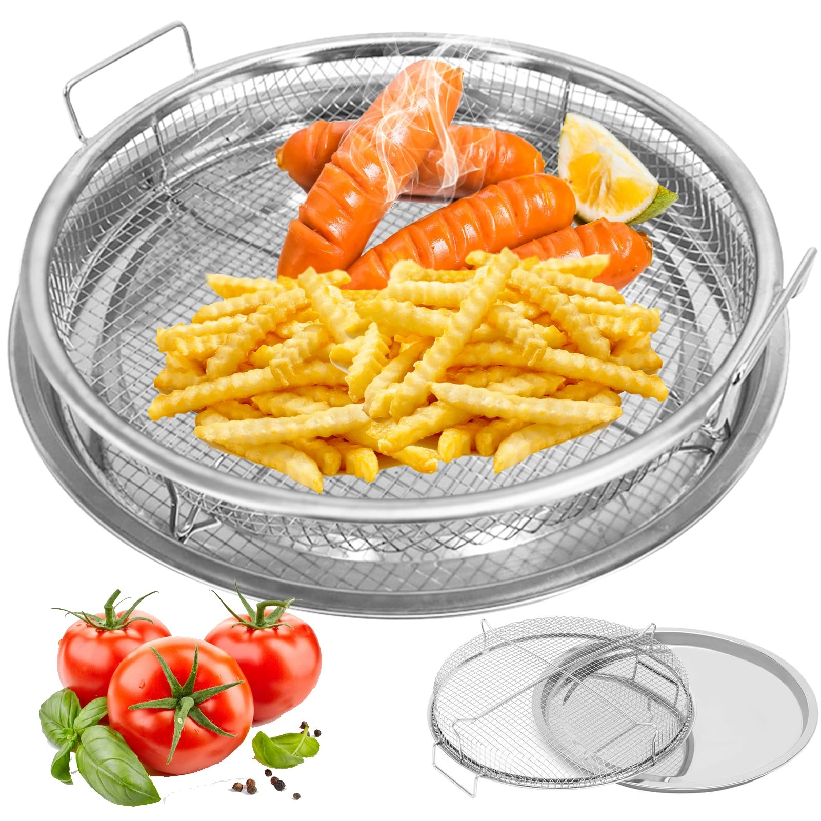 GZHCJJ Air Fryer Basket - Stainless Steel 2 Pieces