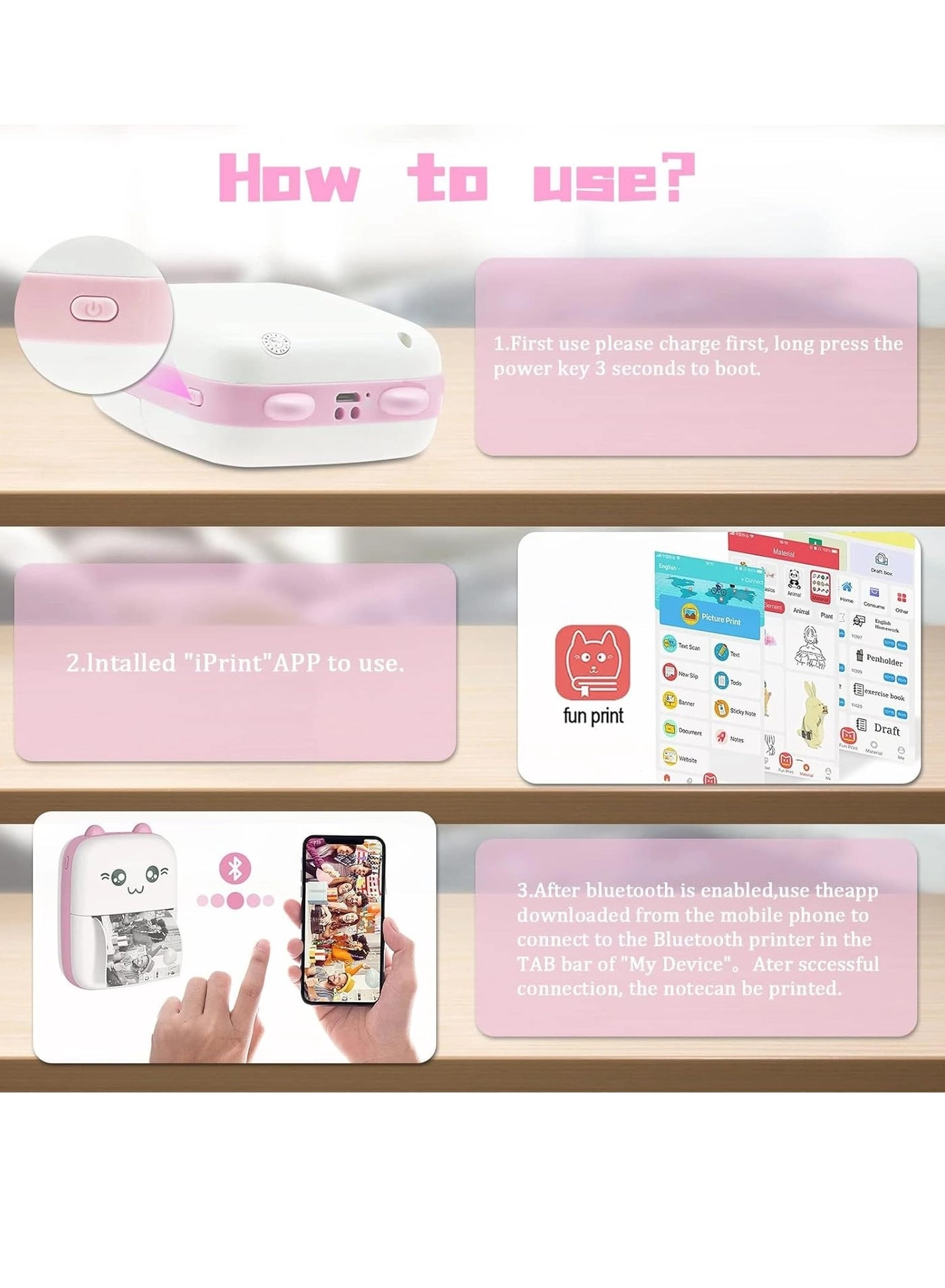 Label Maker Mini Photo Printer - thermal 200 DPI