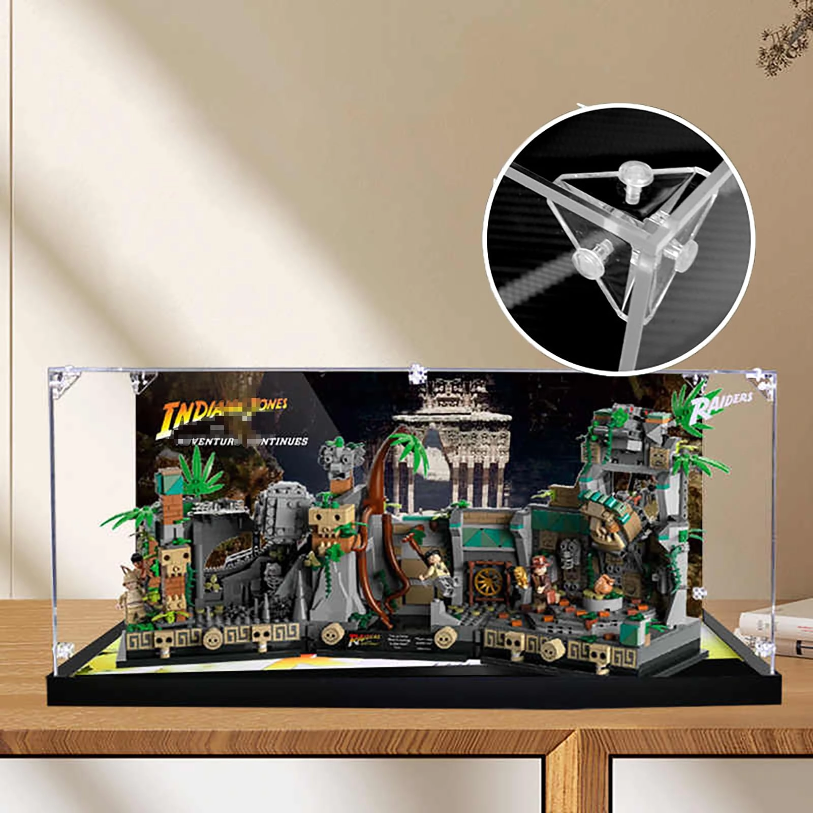 bodamaike Acrylic Display Case for Lego Indiana Jones Temple of the Golden Idol (77015) - 57 x 25 x 26 cm Backdrop