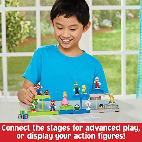 Super Mario Balancing Game - 3 Tabletop Action Games + Super Mario Action Figures - 12 Collectible