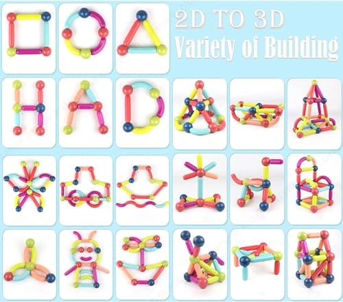 Plastic Magnetic Balls and Rods Set - 32 pcs