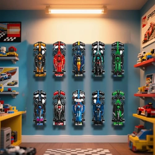 Wall Mount Display Frame - 40x120CM Black for Le*go 77242-77252 F1 Racing Car