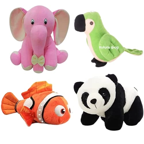 future shop Appu Elephant - 28 cm + Panda + Parrot + Fish