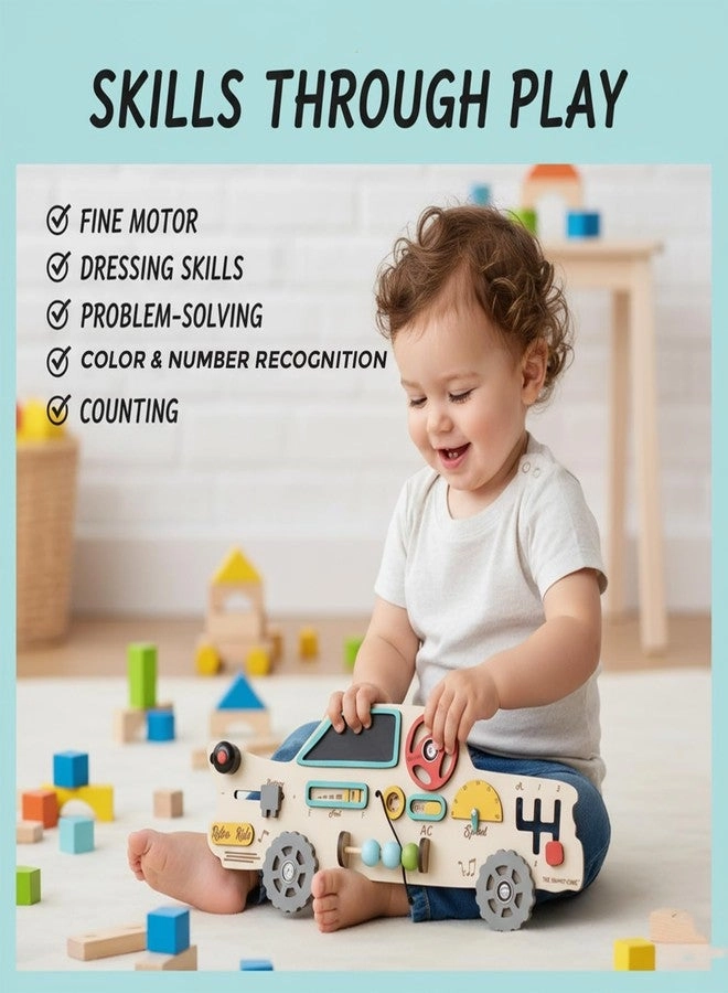 Retro Car Wooden Busy Board - 1-5 Years