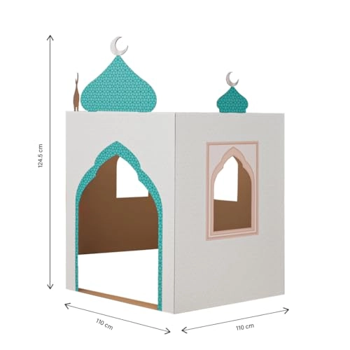 Theme Cardboard Playhouse - Mosque - Black - White 110 x 124.5 x 110 cm