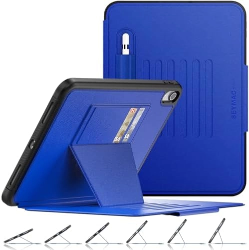 Seymac Stock Multi-Angles Stand Case with Pen Holder and Card Slot for iPad 11-inch/10.9-inch (10th/11th Generation)