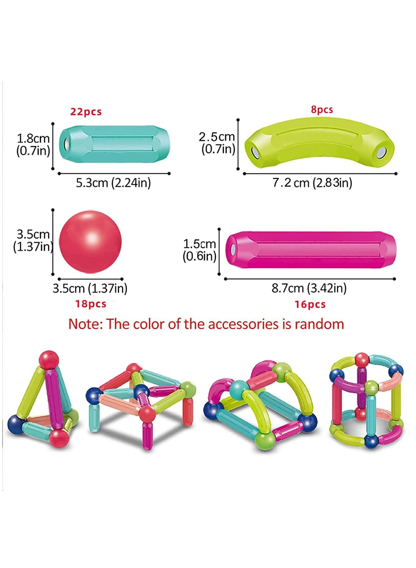 Magnetic Ball and Stick Building Set - 64pcs