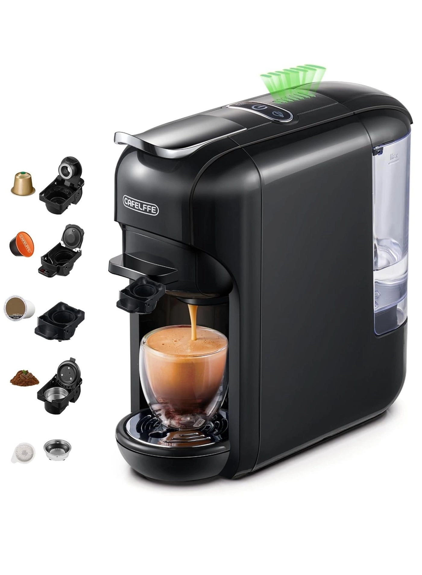 5-in-1 Automatic Capsule Coffee Machine - Hot & Cold, 7-Level LED, Multi-Capsule Compatible