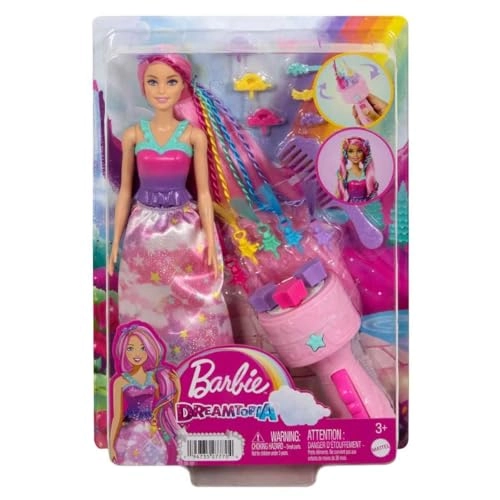 Barbie Dreamtopia Fantasy Braid Twist N Style Rainbow Hair Doll Playset - Twisting Tool Styling Accessories Ages 3+