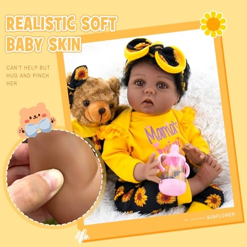 Reborn Baby Doll - 22 Inch Cotton Vinyl African American Ages 3+