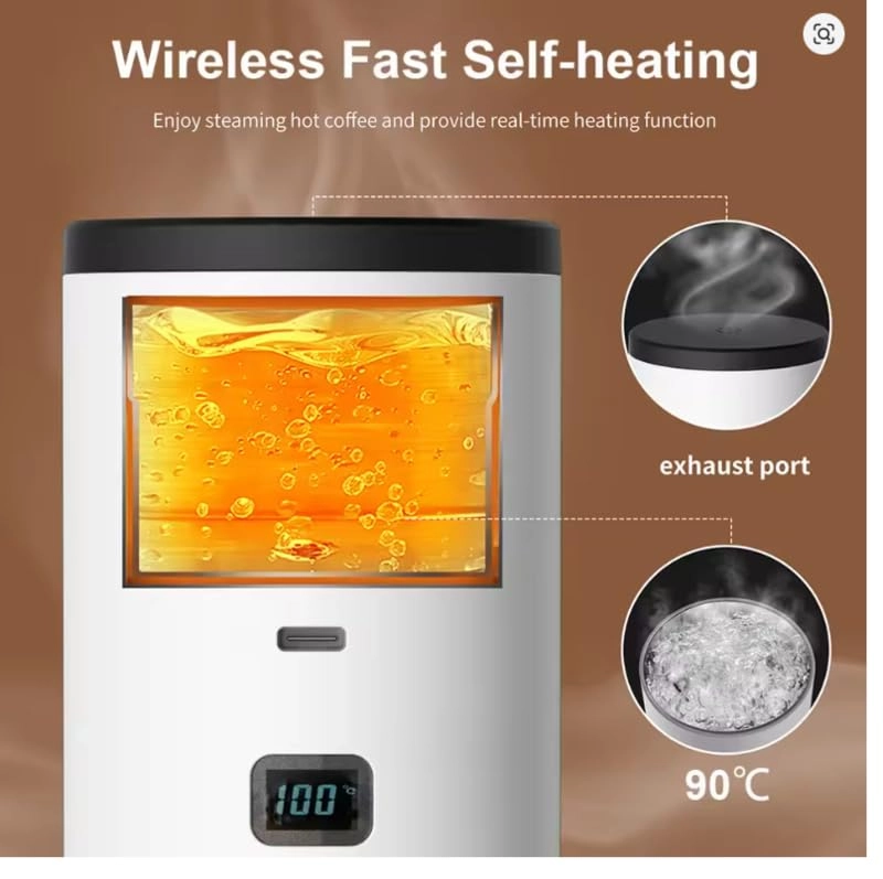 Portable Self-Heating Coffee Maker - Wireless Fast Brewing LCD Display 50 Cups Capacity