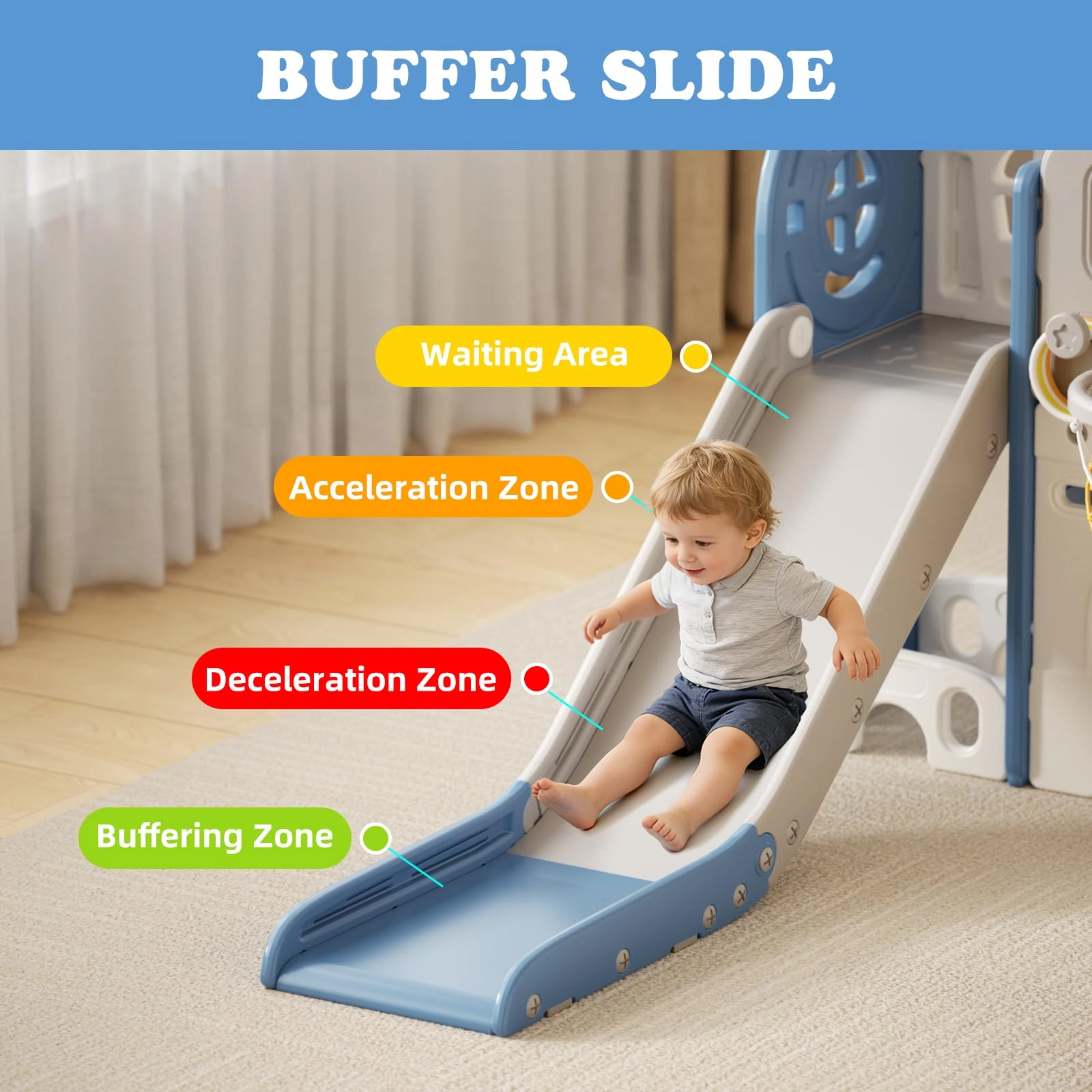 8 in 1 Toddler Slide Set - Blue Gley 60.2"L x 73.2"W x 43.7"H