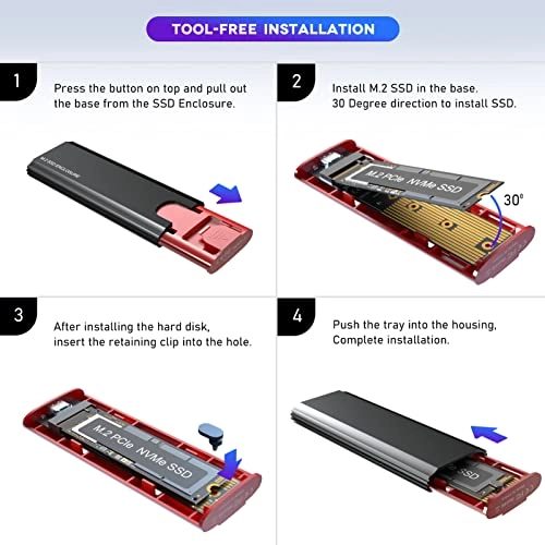 M.2 NVME SSD Enclosure - USB3.1 Gen2 M key NVMe 2230/2242/2260/2280