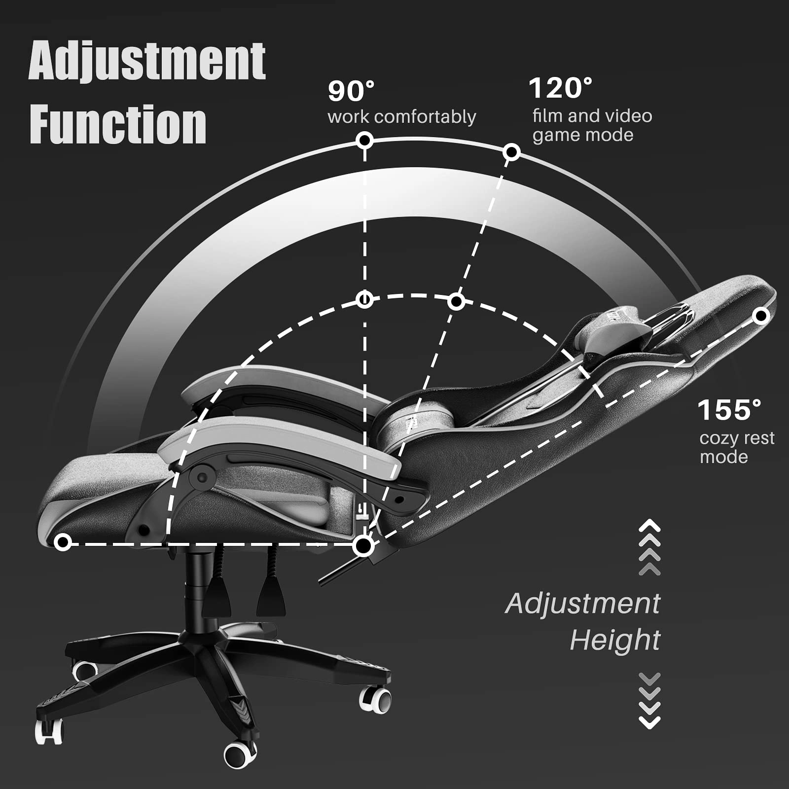 white LED gaming chair - RGB Reclining PU Leather