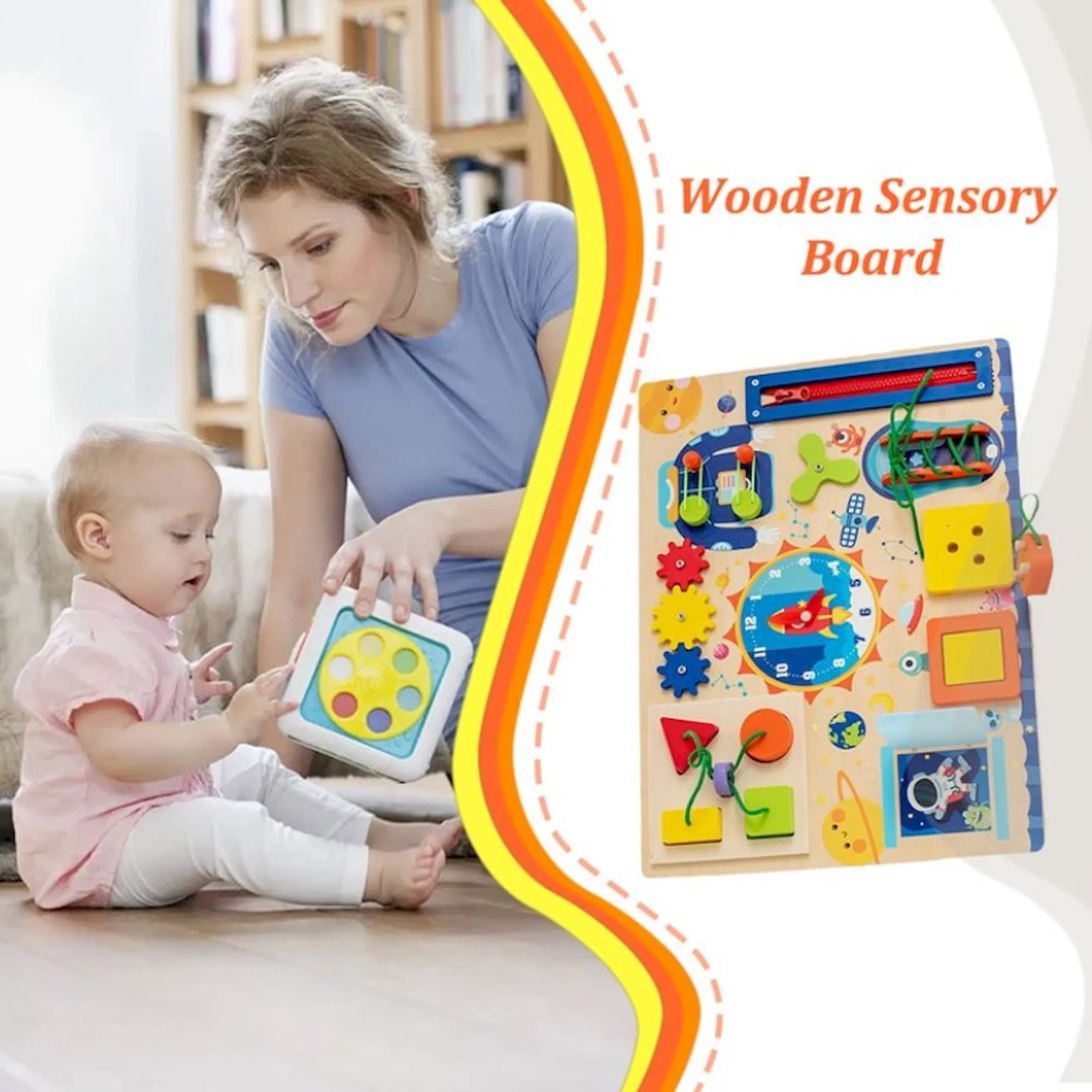 14 In 1 Wooden Busy Board - 3 +