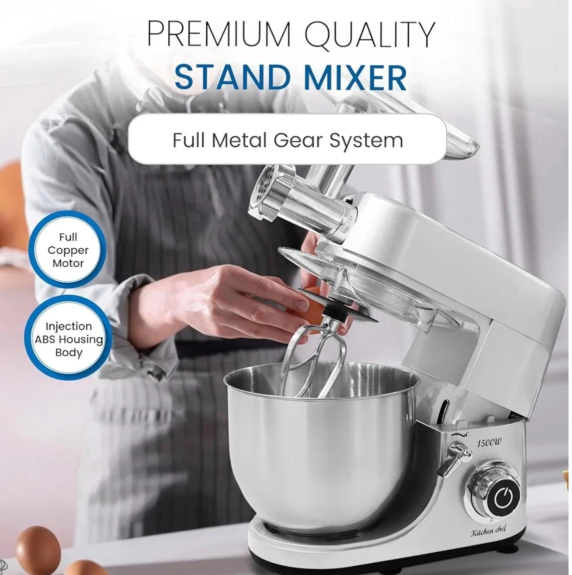3 in 1 Food Processor Stand Mixer - 7L