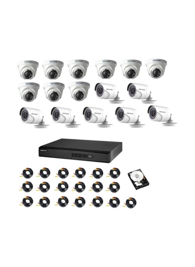 Hikvision Dome Camera + Bullet Camera + Cable + DVR k1 + Hard Disk - 16 channels 2 pixels
