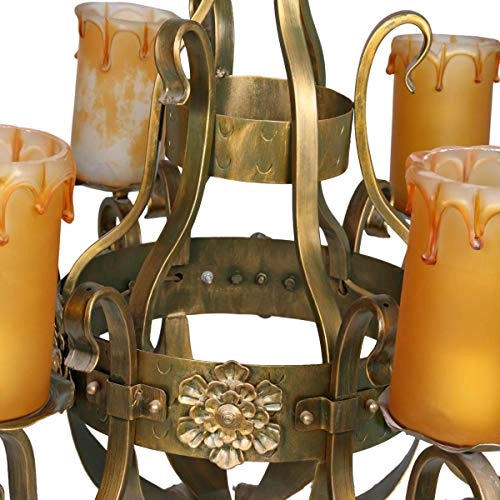 Dripping Candle Chandelier - 6 Lights Yellow and Gold