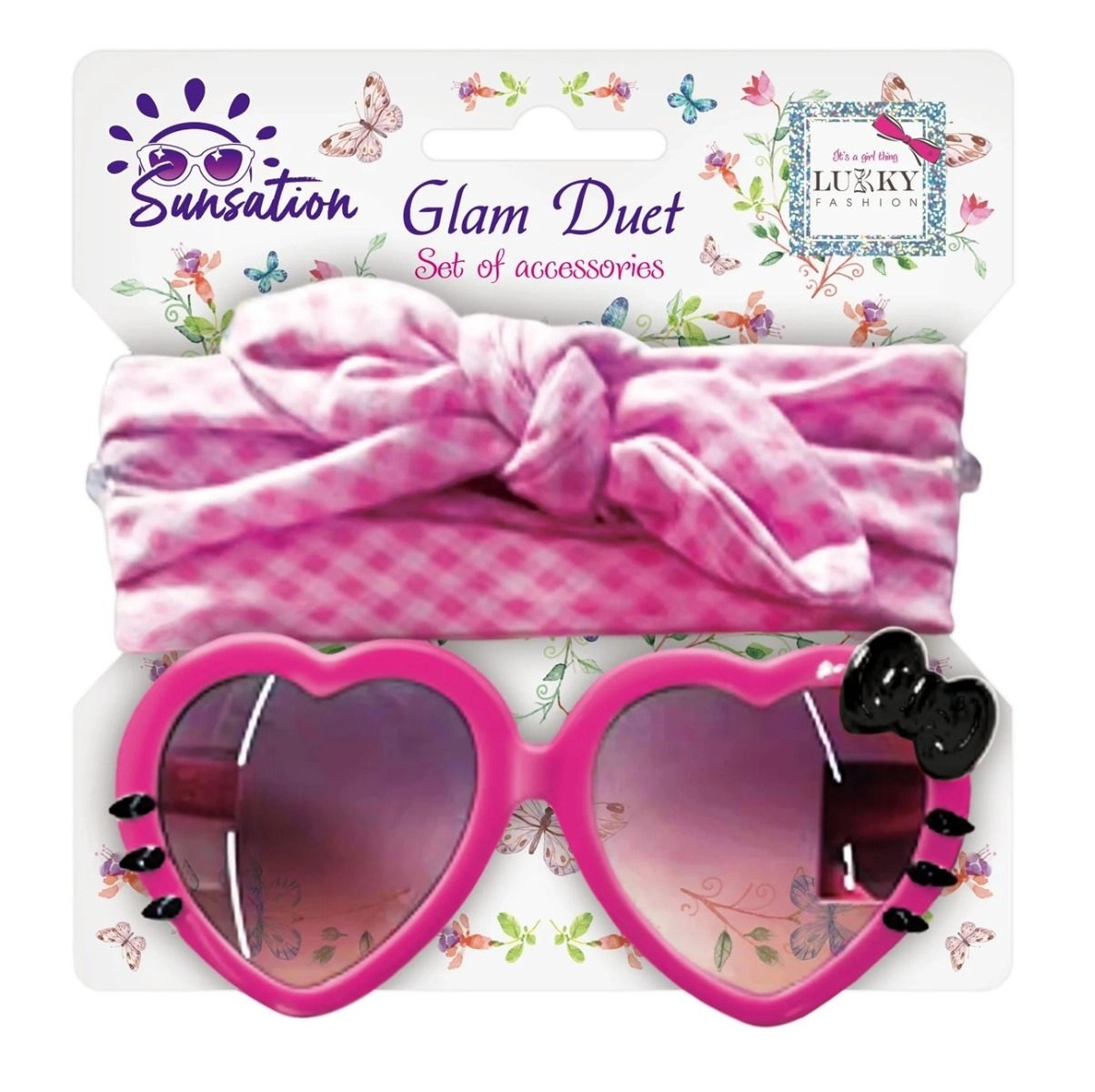 Lukky Fashion Glam Duet Sunglasses And Hairband - Pink