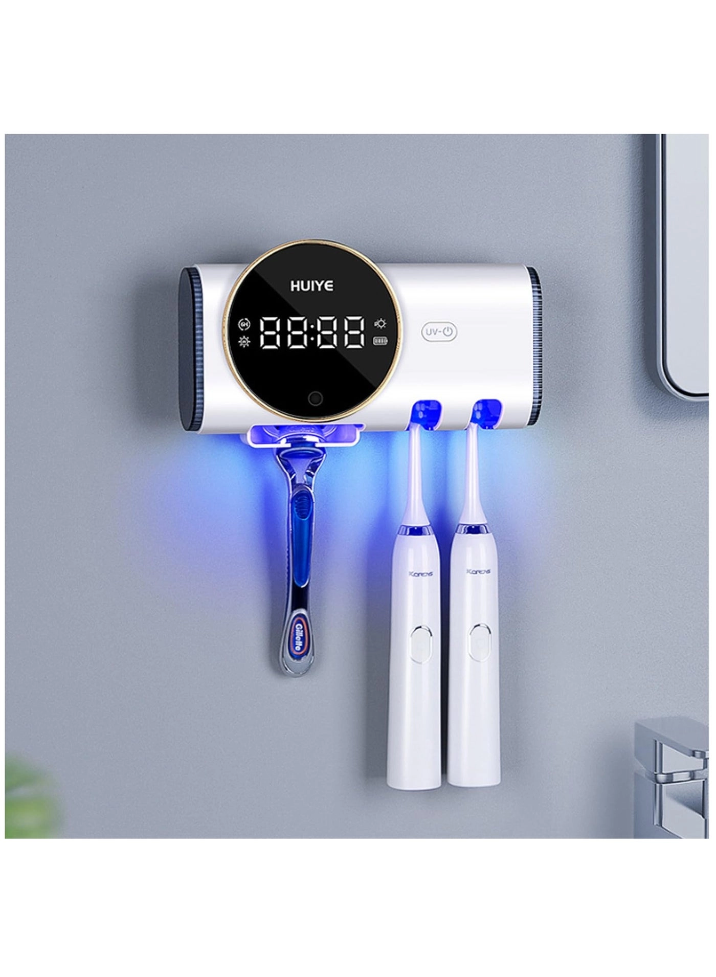 Excefore Smart Cleaning Toothbrush Holder - Wall Mounted 2 Brush Slots