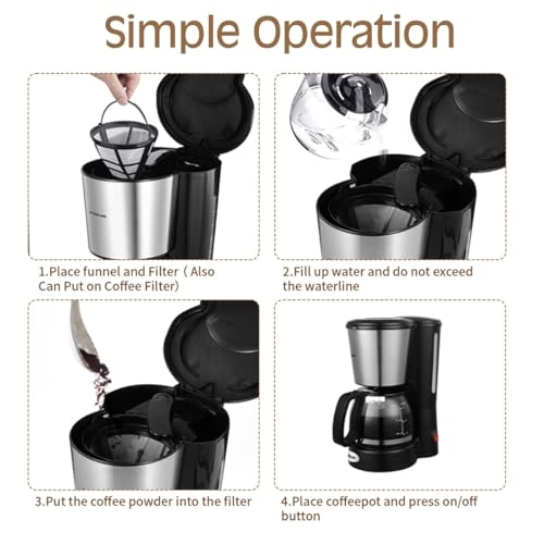Drip Coffee Machine - Permanent Filter 12 Cups Auto Shut-Off