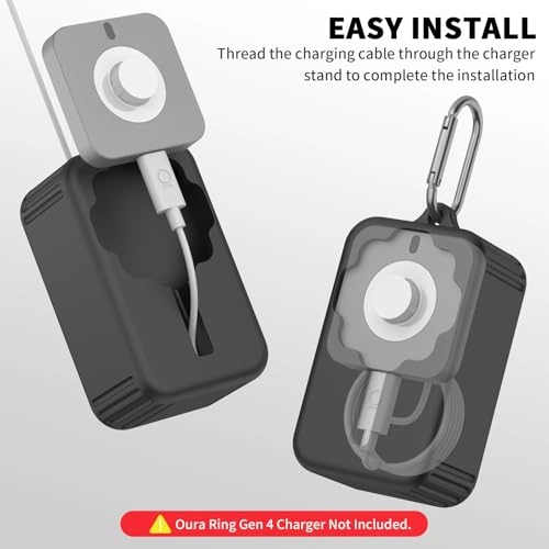 Silicone Charger Protector Cover - Compatible with Oura Ring 4 Charger Shockproof Black