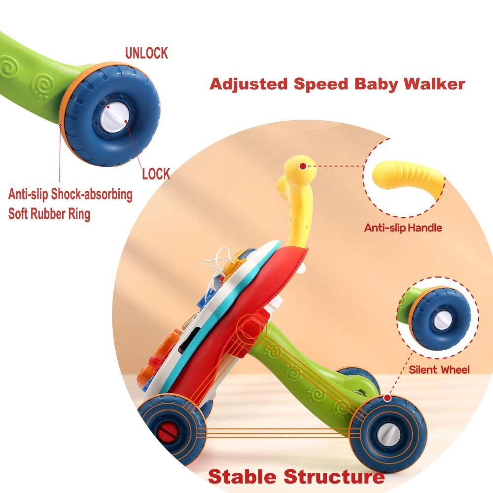 3-In-1 Baby Walker Rotating Chair & Table Playset - Pink Suitable for 6 months and above