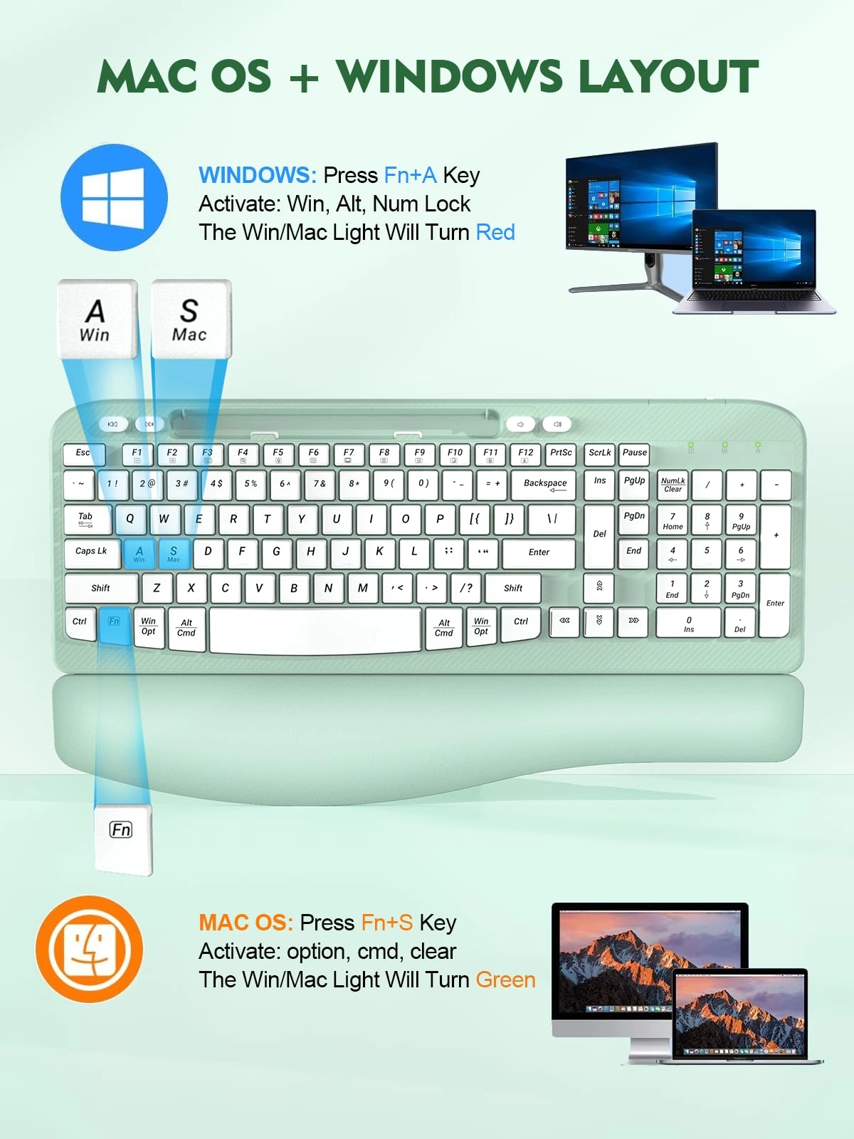 Ergonomic Wireless Keyboard - Wireless