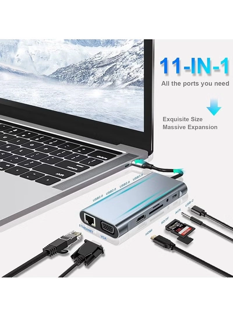 11-in-1 USB C Hub - 4K PD Ethernet