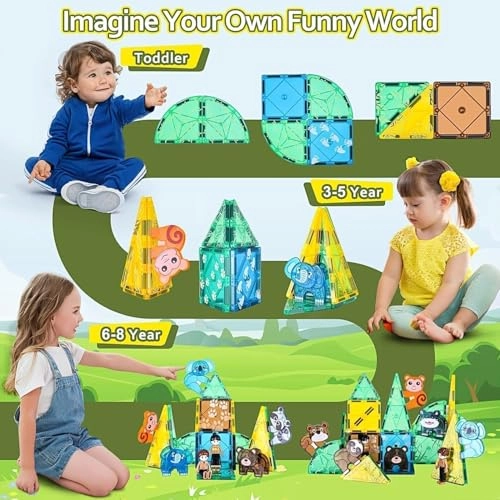 Safari Animals Magnetic tiles - 1 month and up 29 pieces