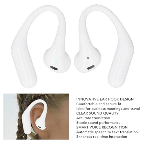 Language Translation Headphones - Open Ear Intelligent Voice Recognition White
