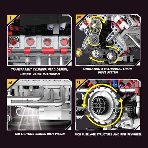 V8 Engine - Building Blocks Engine Model Kit Transparent Functional Model