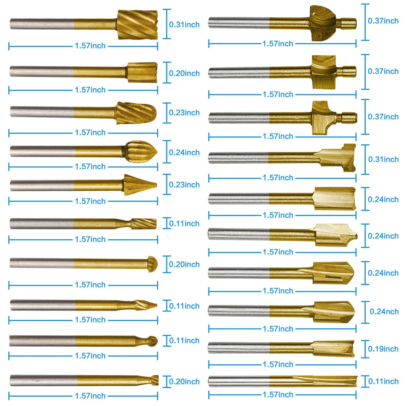Router Carbide Engraving Bits - 1/8"(3mm) 10Pcs