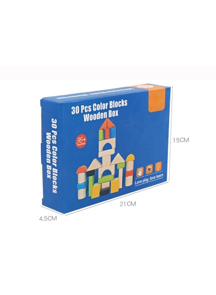 Wooden Building Blocks Set - 30 pcs