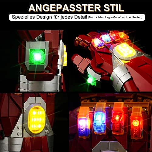 LED Light Kit - Plastic Marvel 1 for LEGO Iron Man Nano Gauntlet 76223