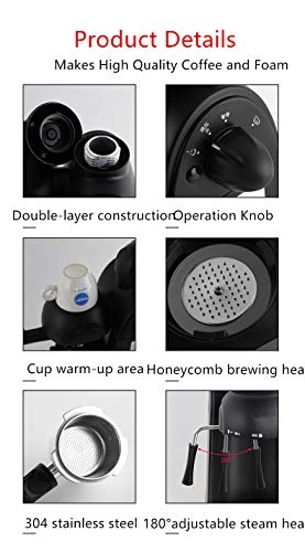 2 In 1 Espresso Maker - Milk Frother 5-Bar Pump 4 Cups