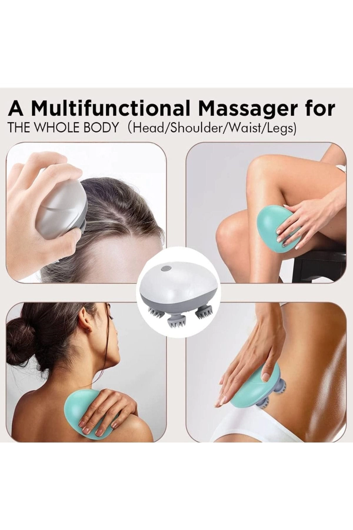 Electric Scalp Massager - Waterproof Handheld 4 Massage Heads