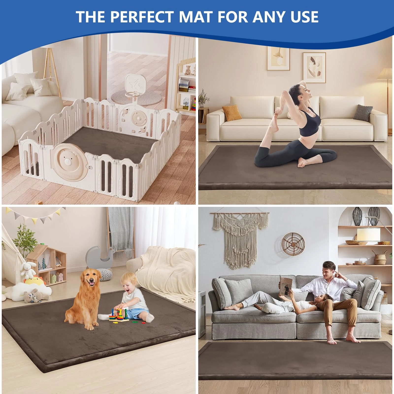 Baby Activity Play Mat - 79"x118" 1.3" Thick Cream