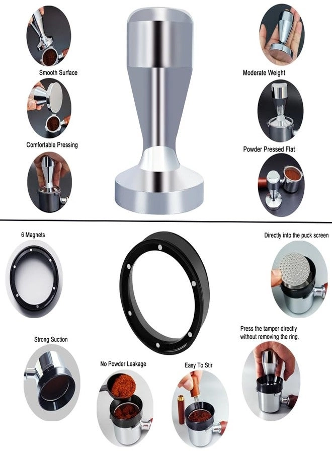 Espresso Tamper + Coffee Tamper Kit + WDT Tool + Coffee Stirrer + Dosing Funnel + Puck Screen