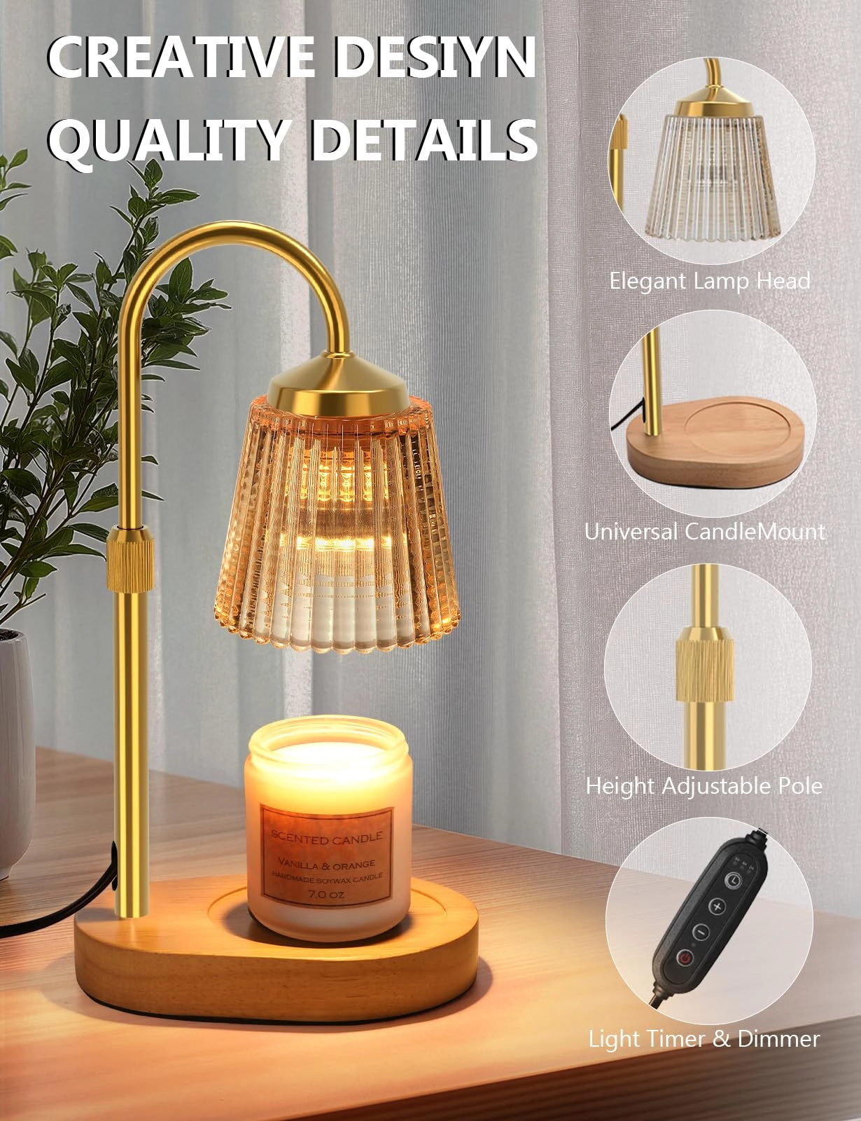 Candle Warmer Lamp - Timer Dimmable Adjustable