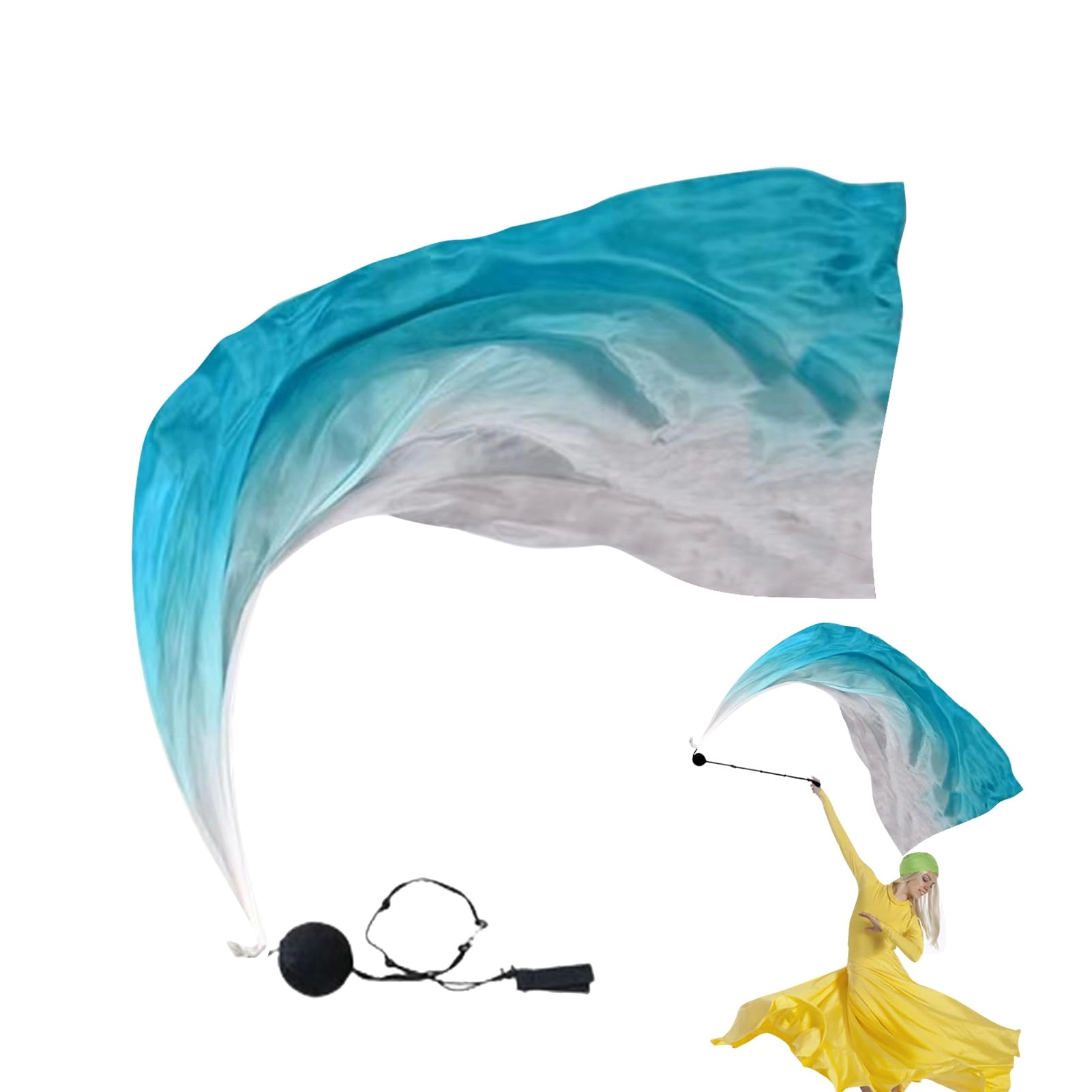 Générique Poi Silk Veil - about 200 cm × 80 cm 1 × gauze scarf 1 x ball Unisex